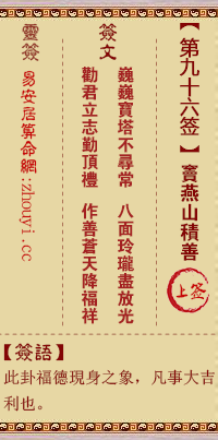 观音灵签96签 姻缘(观音菩萨灵签96签)